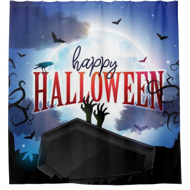 Happy Halloween Rise Of The Dead Shower Curtain (Front)