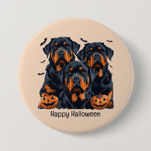 Happy Halloween Rottweiler Dogs Jack O Lantern 7.5 Cm Round Badge