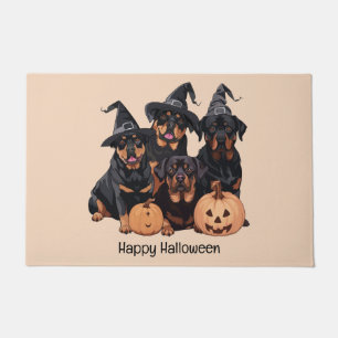 Happy Halloween Rottweiler Dogs Jack O Lantern Doormat