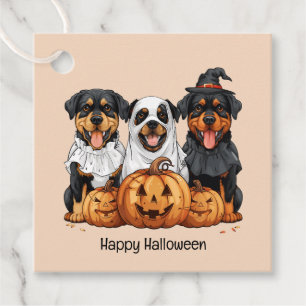 Happy Halloween Rottweiler Dogs Jack O Lantern Favour Tags