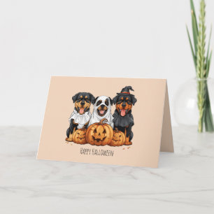 Happy Halloween Rottweiler Dogs Jack O Lantern Holiday Card