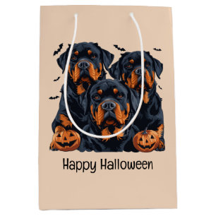 Happy Halloween Rottweiler Dogs Jack O Lantern Medium Gift Bag