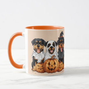 Happy Halloween Rottweiler Dogs Jack O Lantern Mug
