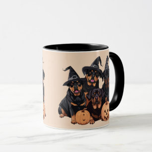 Happy Halloween Rottweiler Dogs Jack O Lantern Mug