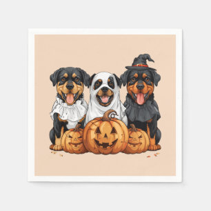 Happy Halloween Rottweiler Dogs Jack O Lantern Napkin