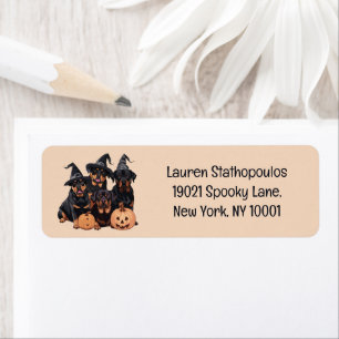 Happy Halloween Rottweiler Dogs Jack O Lantern Return Address Label