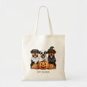 Happy Halloween Rottweiler Dogs Jack O Lantern Tote Bag