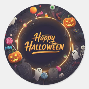 "Happy Halloween" Round Classic Round Sticker