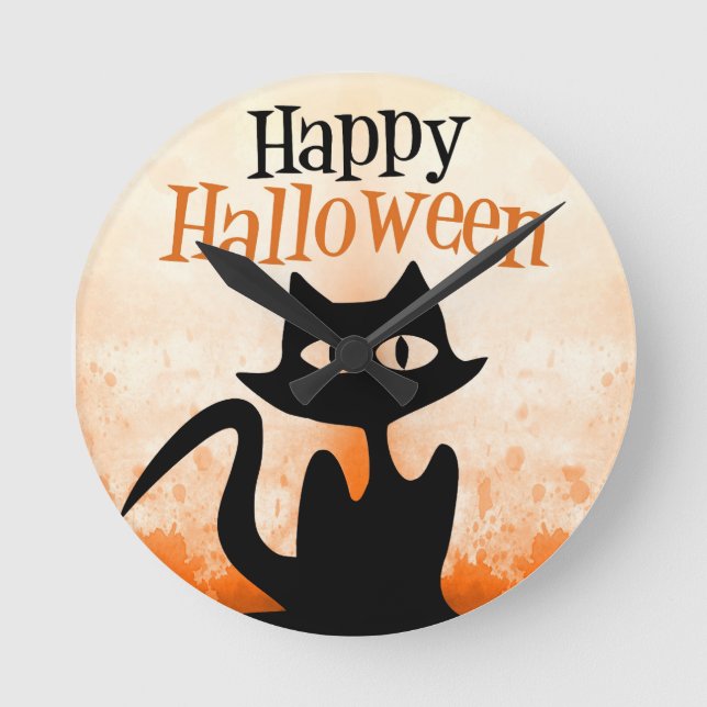 Happy Halloween Round Clock (Front)