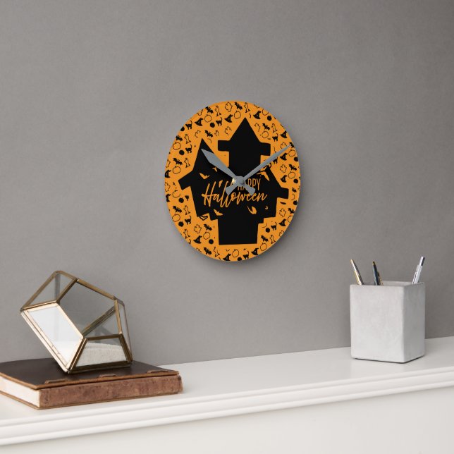 Happy Halloween Round Clock (Office)