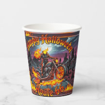 Happy Halloween Route 66 Biker Paper Cups