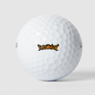 Happy Halloween Ruby Eye Pumpkin Silver Frame Golf Balls