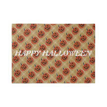Happy Halloween Rug with Friendly Pumpkin Pattern 