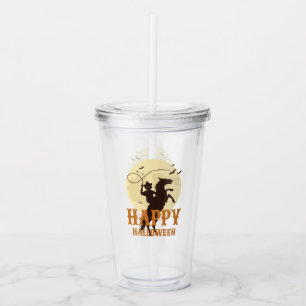 happy halloween saying acrylic tumbler