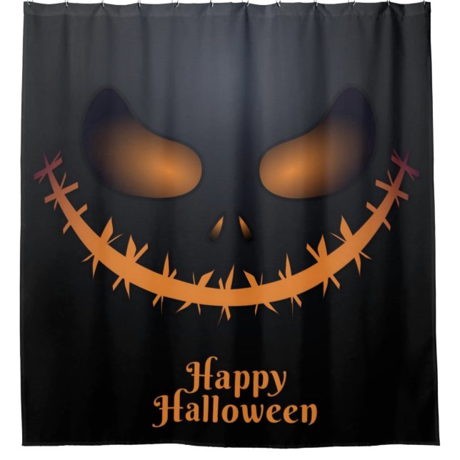 Happy Halloween Scare Crow Face Shower Curtain (Front)