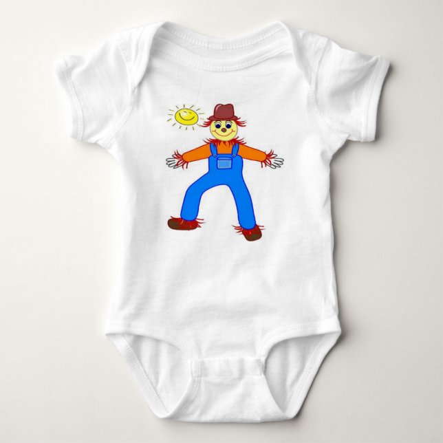 "HAPPY HALLOWEEN" SCARECROW BABY BODYSUIT (Front)