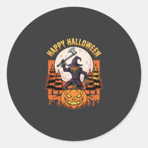 Happy Halloween Scarecrow Jack O Lantern Vector Classic Round Sticker
