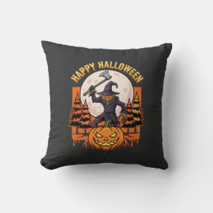 Happy Halloween Scarecrow Jack O Lantern Vector Cushion