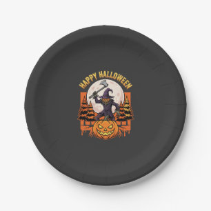 Happy Halloween Scarecrow Jack O Lantern Vector Paper Plate
