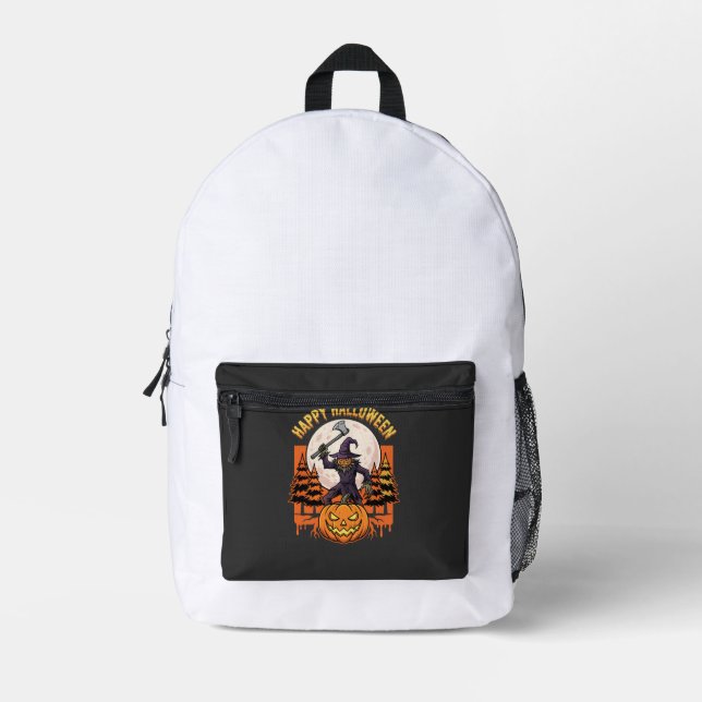 Happy Halloween Scarecrow Jack O Lantern Vector Printed Backpack (Front)