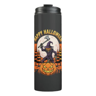 Happy Halloween Scarecrow Jack O Lantern Vector Thermal Tumbler