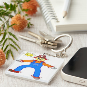 "HAPPY HALLOWEEN" SCARECROW KEY RING