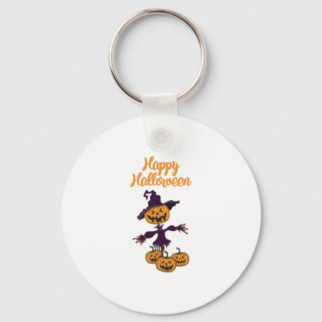 Happy Halloween Scarecrow Key Ring (Front)