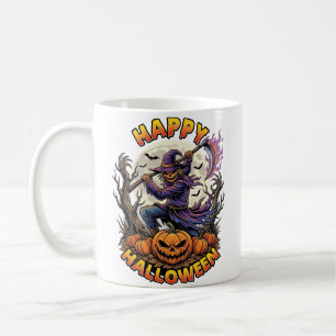 Happy Halloween Scarecrow Reaper Flaming Scythe Fu Coffee Mug