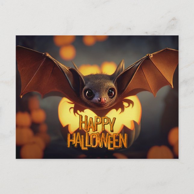  Happy Halloween Scary Bat  Postcard (Front)