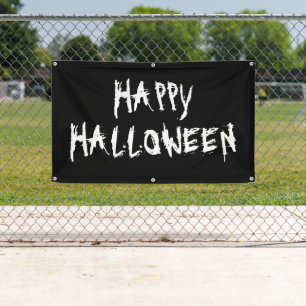 Happy Halloween scary black white banner