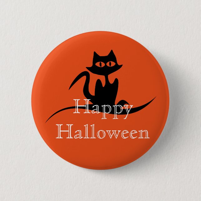 Happy Halloween Scary Cat 6 Cm Round Badge (Front)