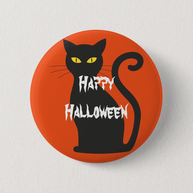 Happy Halloween Scary Cat 6 Cm Round Badge (Front)
