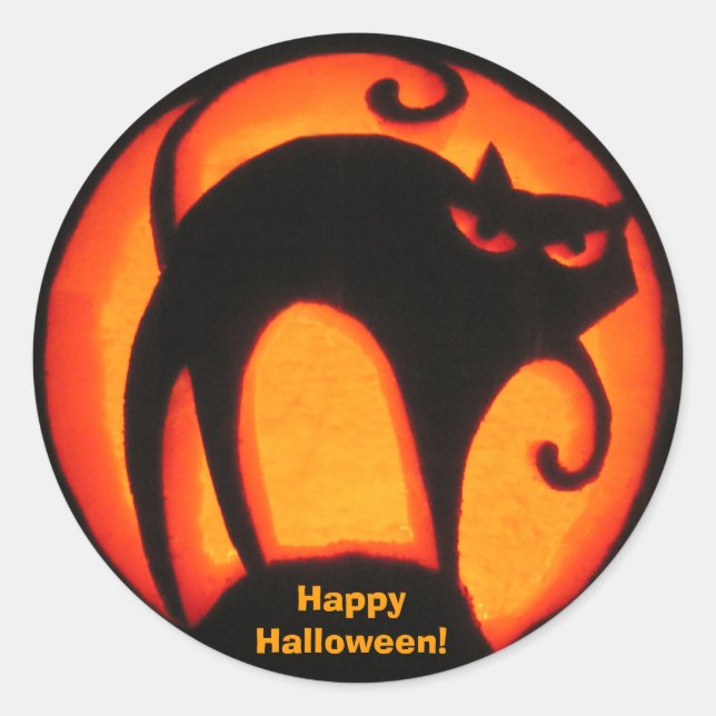 Happy Halloween! Scary Cat Sticker (Front)