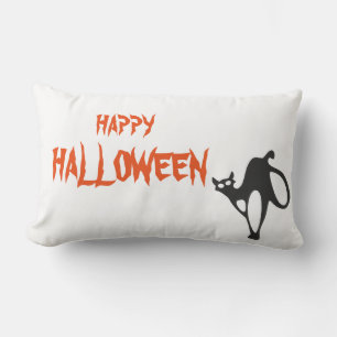 Happy Halloween Scary Cat white Throw Lumbar Cushion