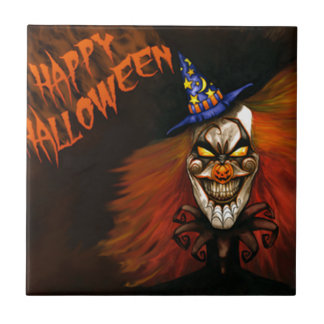 Happy Halloween Scary Clown Ceramic Tile