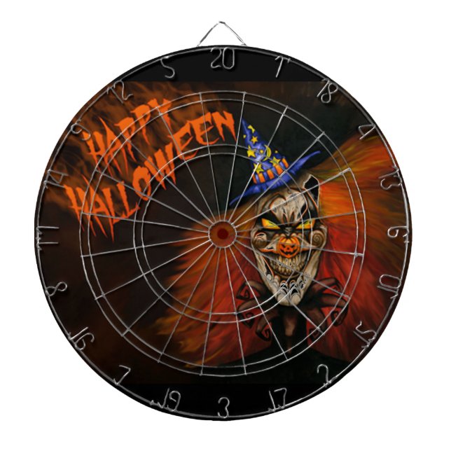 Happy Halloween Scary Clown Dartboard (Front)