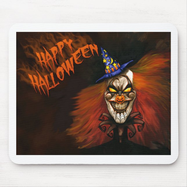 Happy Halloween Scary Clown Mouse Pad (Front)
