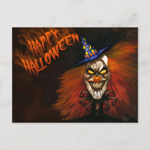 Happy Halloween Scary Clown Postcard