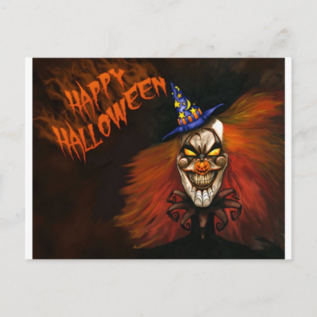 Happy Halloween Scary Clown Postcard (Front)