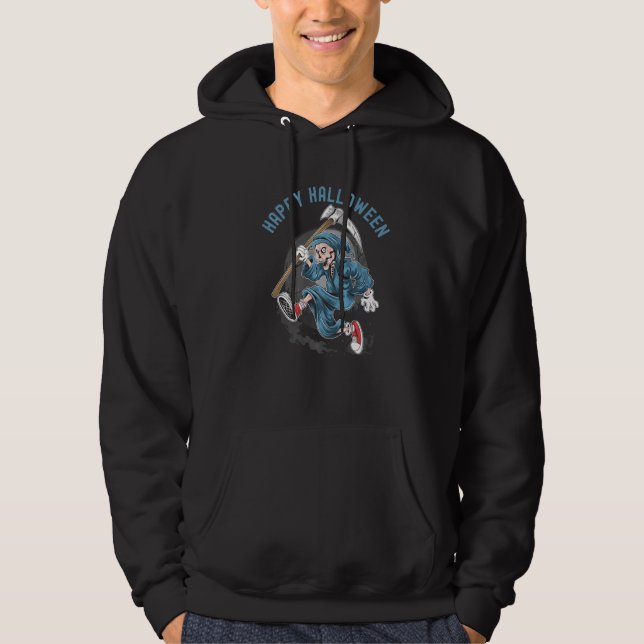 Happy Halloween Scary Cute Grim Reaper Skeleton Sk Hoodie (Front)