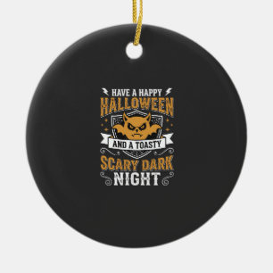 Happy Halloween Scary Dark Night Vector Design Ceramic Ornament