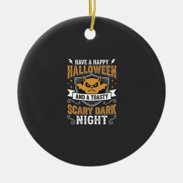 Happy Halloween Scary Dark Night Vector Design Ceramic Ornament (Front)