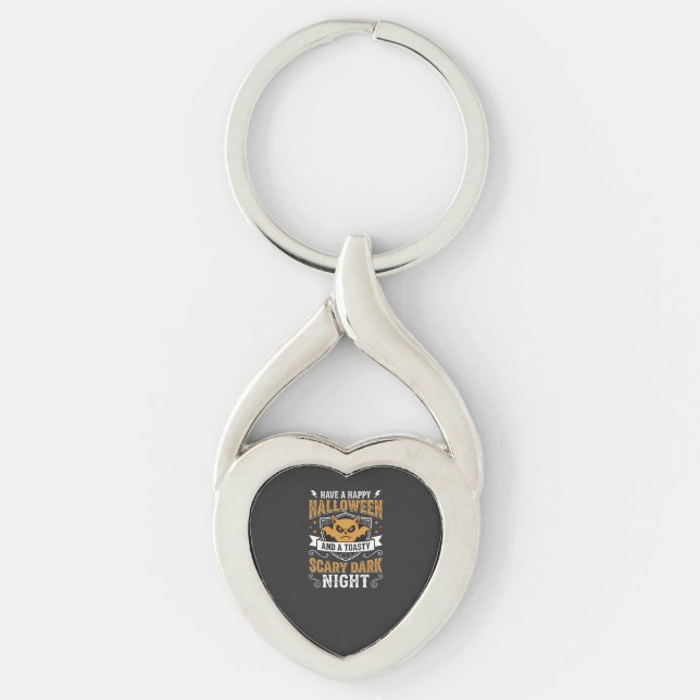 Happy Halloween Scary Dark Night Vector Design Key Ring (Front)
