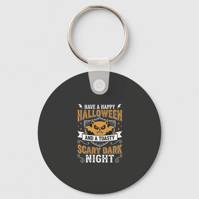Happy Halloween Scary Dark Night Vector Design Key Ring (Front)