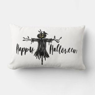 Happy Halloween   Scary gold & Black Scarecrow Lumbar Cushion