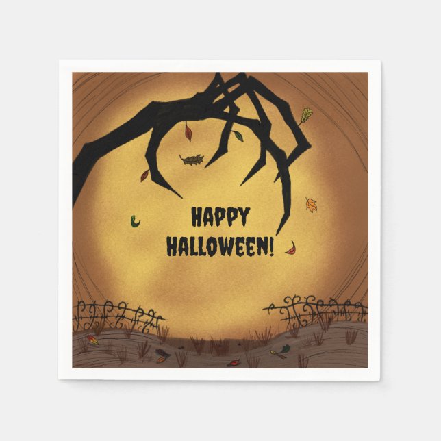 Happy Halloween Scary Hand Napkin (Front)