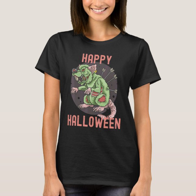 Happy Halloween Scary Horror Zombie Rat Costume T-Shirt (Front)
