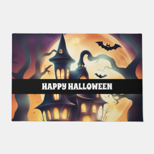 Happy halloween scary house doormat