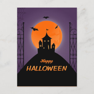 Happy Halloween Scary House Postcard