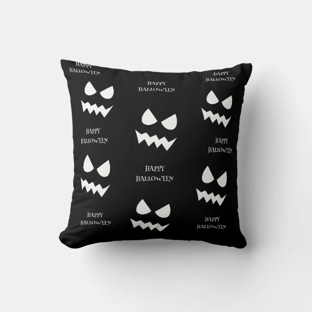 Happy Halloween Scary Pumpkin Ghost Face  Cushion (Front)